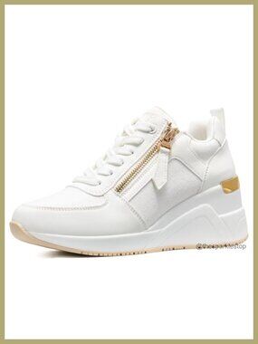 Wedge Sneakers for Women Platform Tennis Shoes Lace-Up Breathable